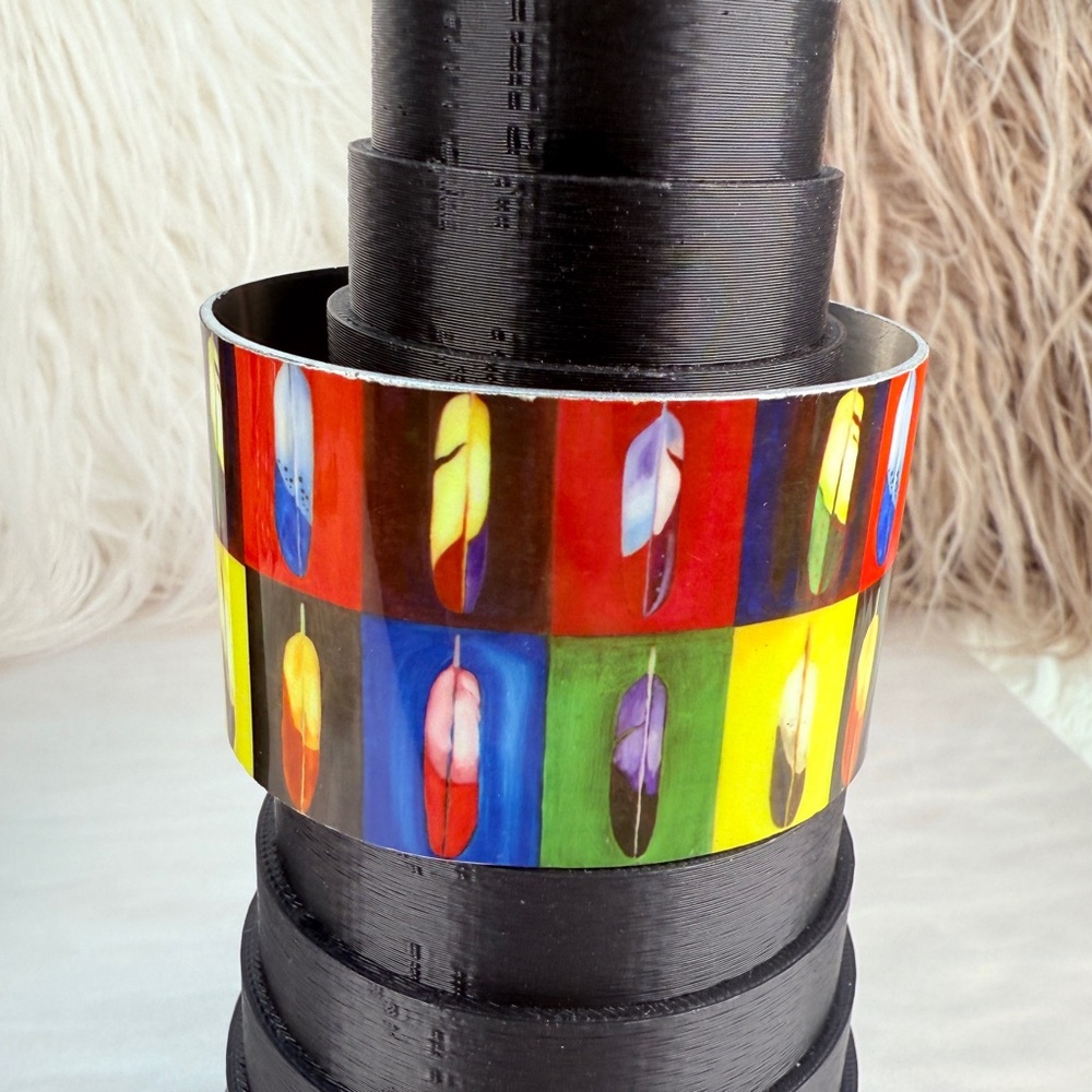 Colorful Feather Pattern Vibrant Colored Wide Cuf… - image 4